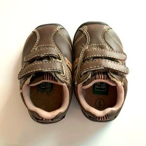 Brown Leather Faded Glory Boy Velcro Strap Size 1 Outdoor Shoes